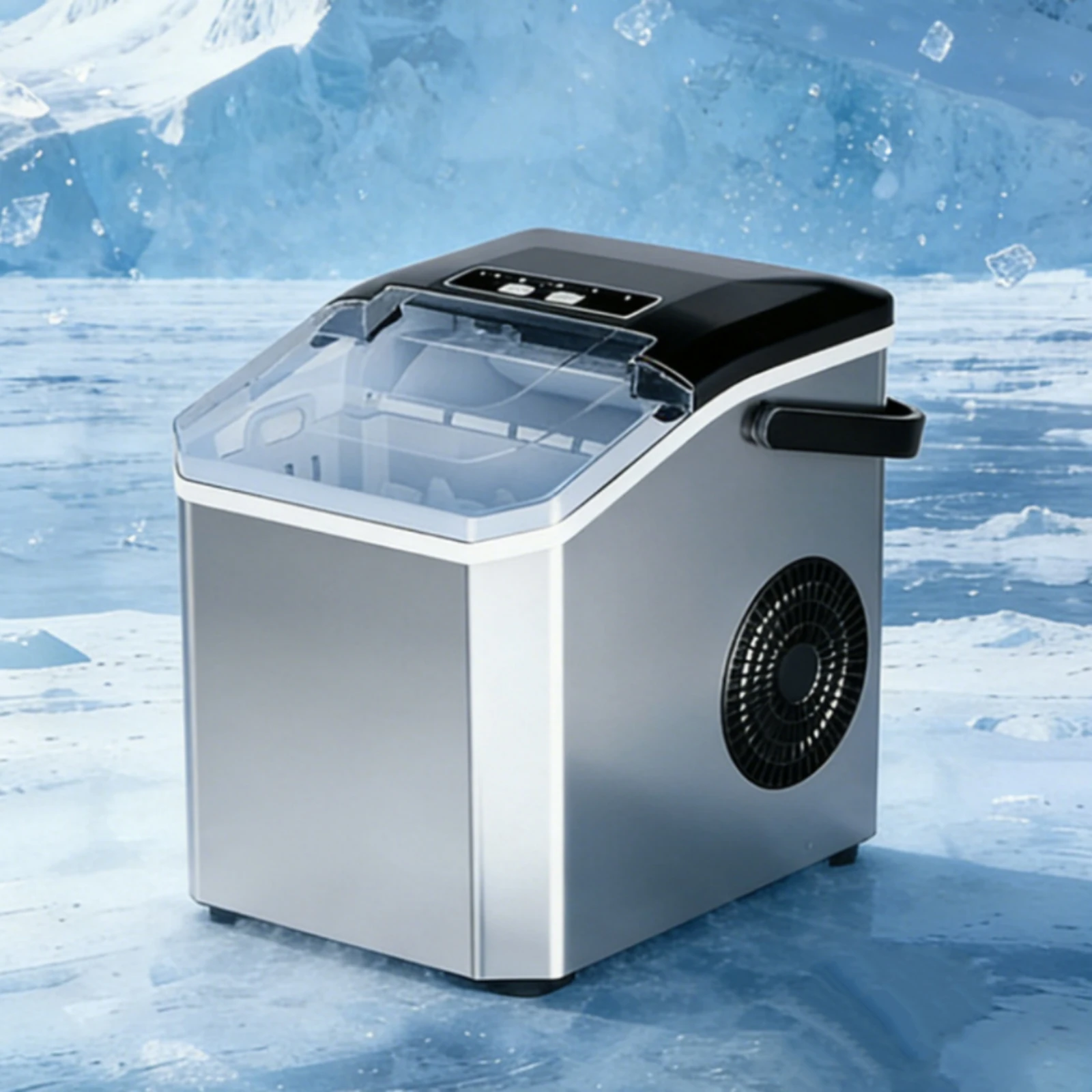Machine à glaçons Bullet Ice compacte pour comptoir, appareil électroménager avec couvercle transparent et grille de ventilation
