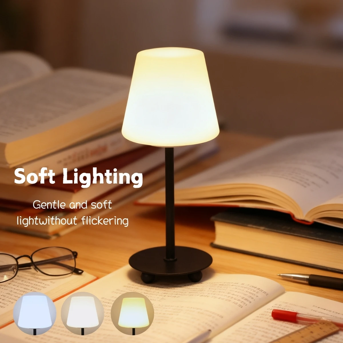 USB-betriebene minimalistische cremefarbene Schreibtischlampe, LED-Nachtlicht, geeignet für Schlafzimmer-Ambientebeleuchtung - dekoratives Weihnachtsgeschenk