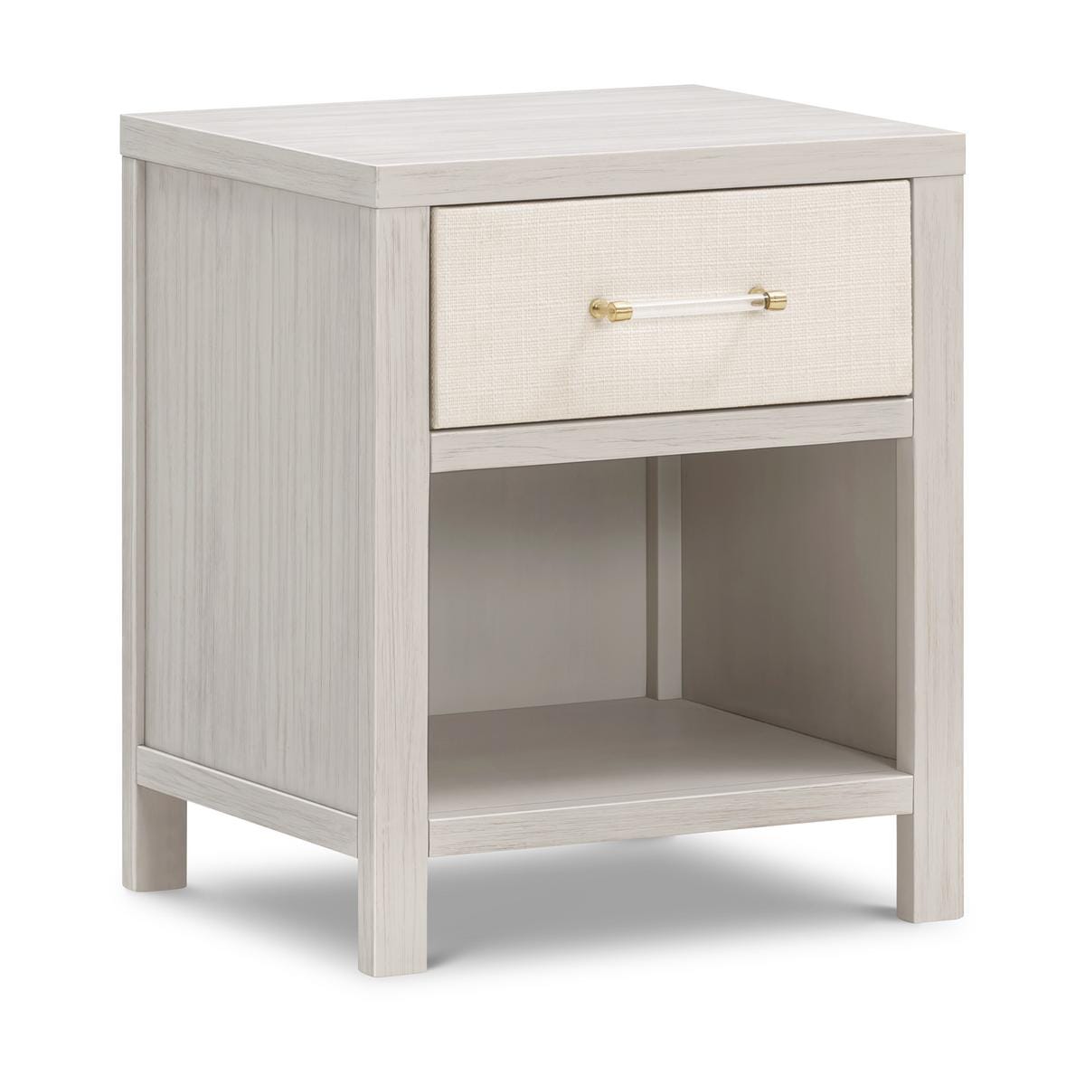 Namesake Eloise Assembled Nightstand - White Driftwood and Performance Pearl Eco-Weave