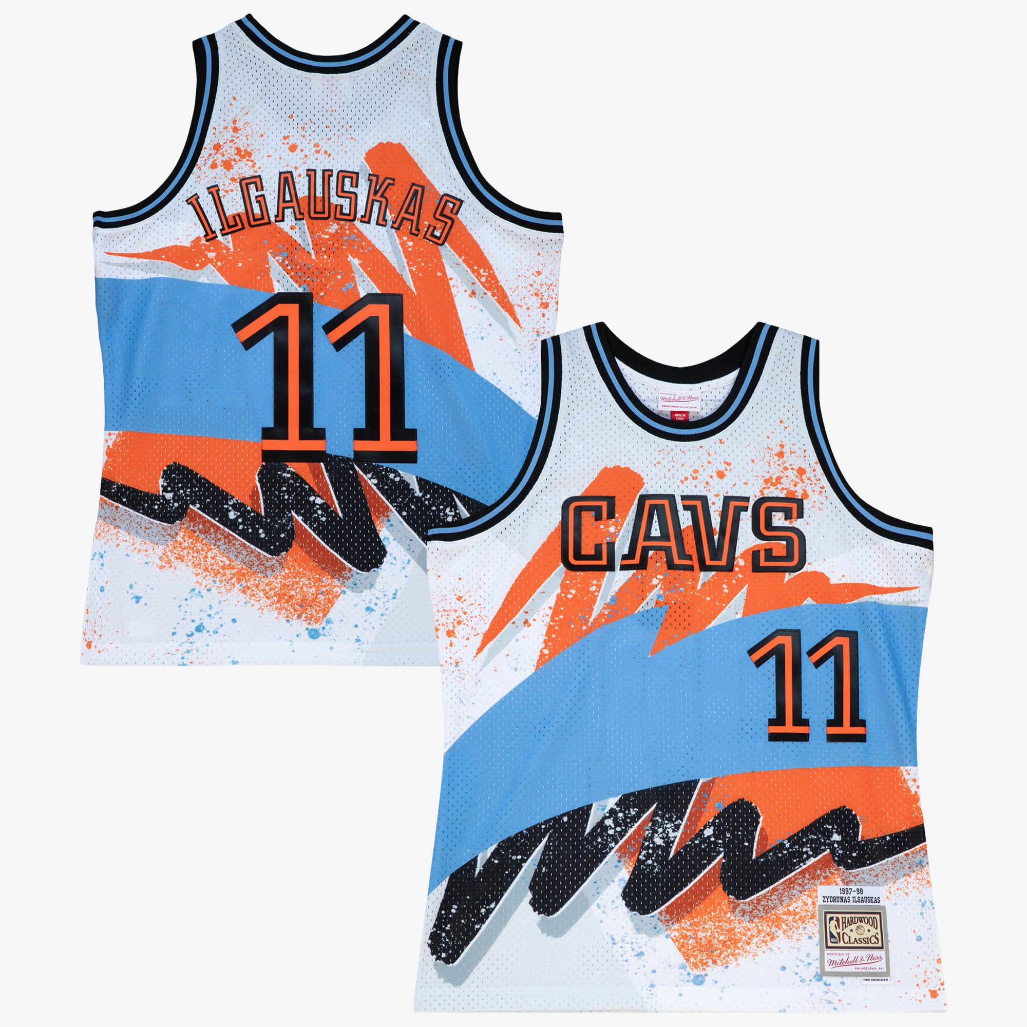 Maillot Mitchell & Ness Swingman 1997 Hyper Hoops de Zydrunas Ilgauskas, Cleveland Cavaliers - Blanc - Homme Taille: S