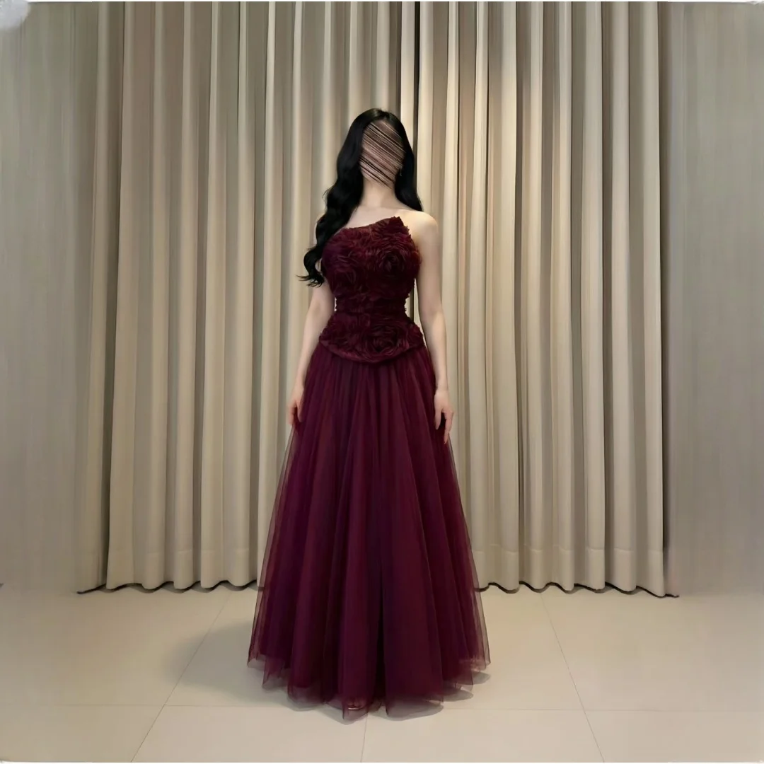 Aileen Tulle One-Shoulder Burgundy A-Line Evening Dress 2026 Prom Dress Elegant Formal Evening Customized Gowns Elegant Luxury