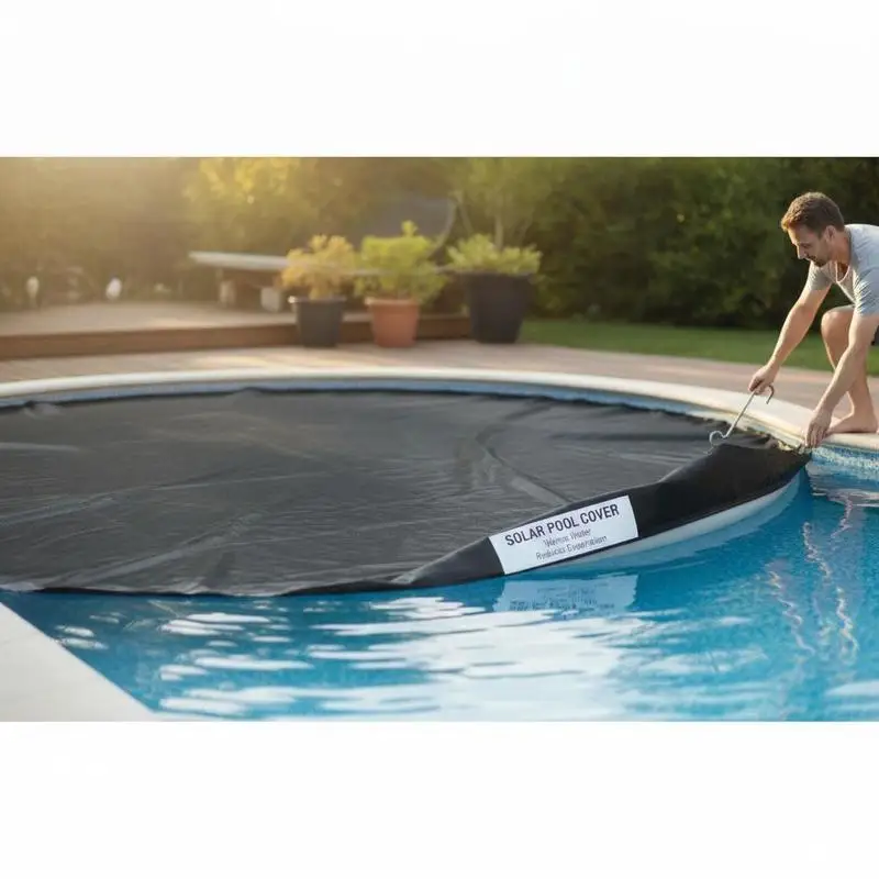 Couverture solaire pour piscine 381 cm noire 200 μm PE ronde, couverture isolante pour piscine hors sol Intex, couverture de piscine, couverture solaire pour piscine, couverture de piscine chauffante,