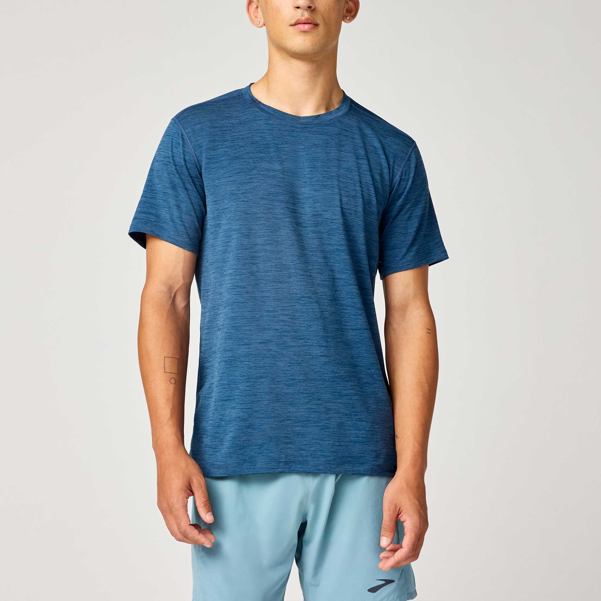 Brooks Luxe Short Sleeve Men's Running Apparel Heather Indigo