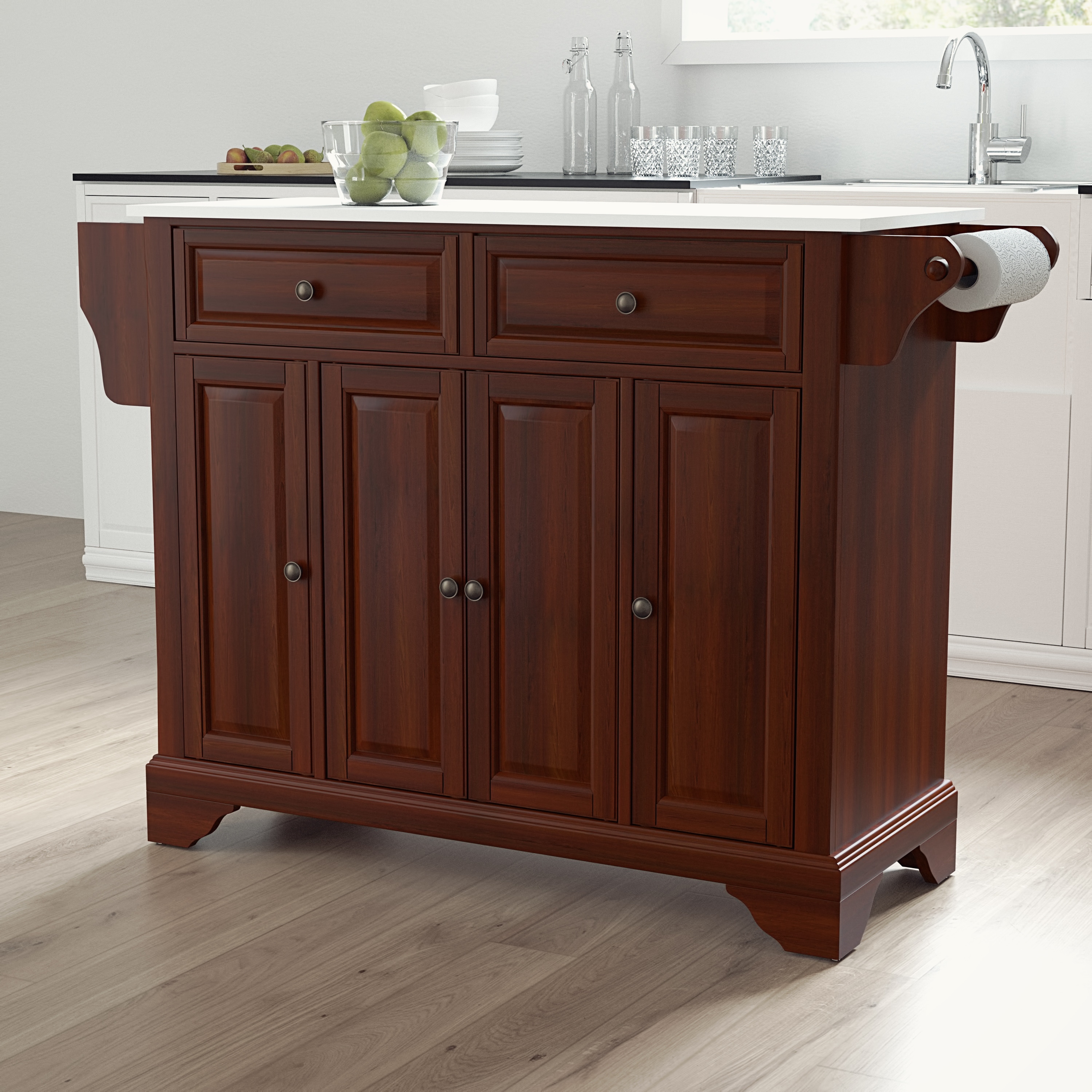 Crosley Lafayette Granite Top Full-size Solid Hardwood Kitchen Island - 51.5"W x 18"D x 36"H