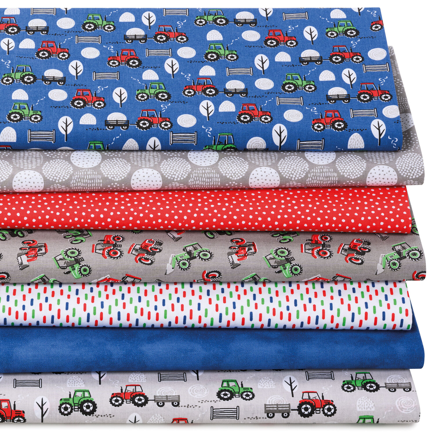 Patchwork- und Quiltpaket Traktoren, blau-color