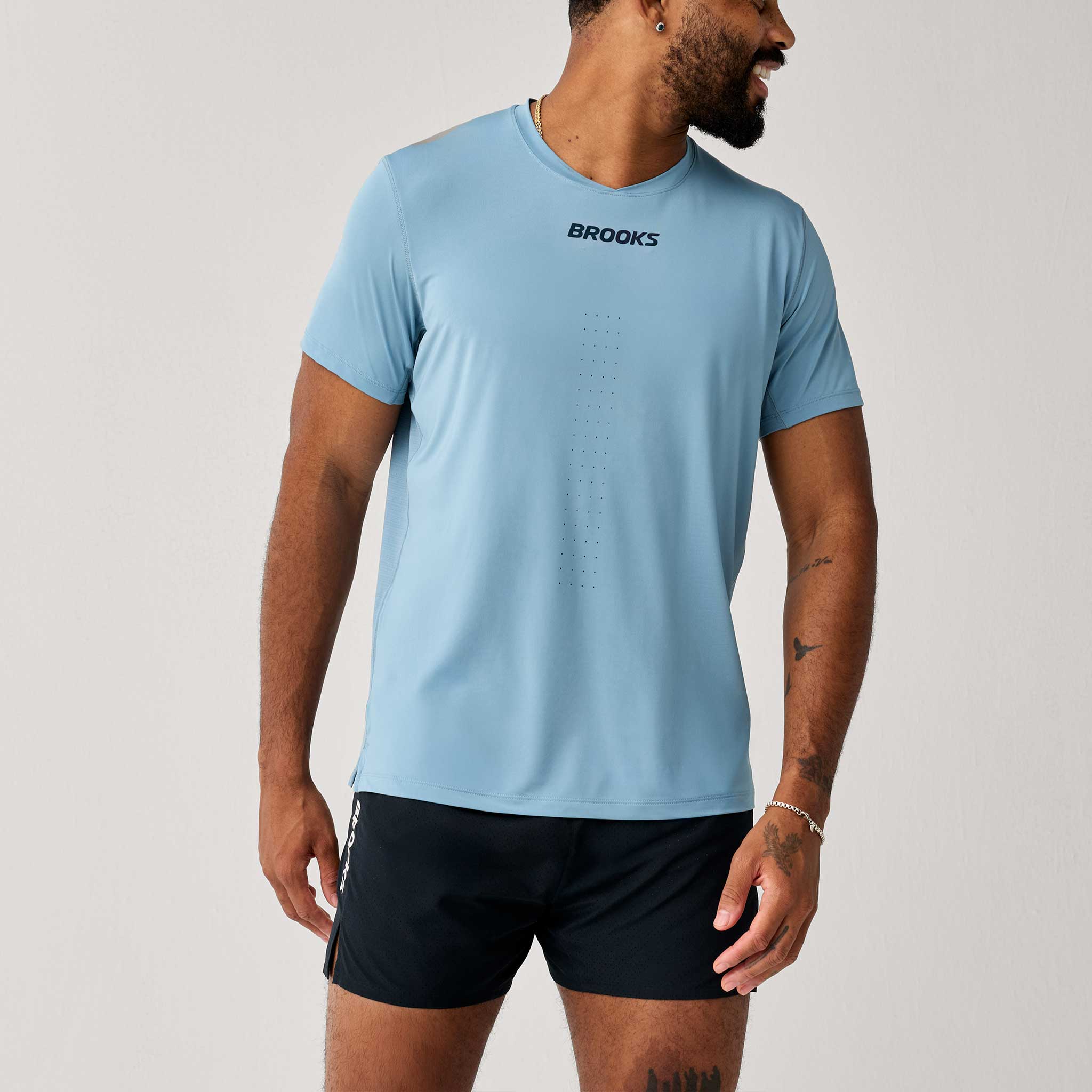 Brooks Dash Cooling Short Sleeve Men's Running Apparel Blue Haze