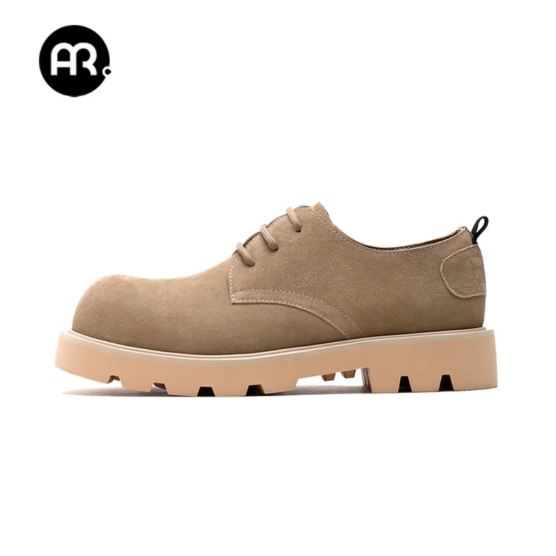 Mr.A Hochwertige Herrenschuhe aus Rindswildleder, Lässige Herren-Derby-Schuhe, Rundzehen-Arbeitsschuhe, Vielseitige Herren-Lederschuhe
