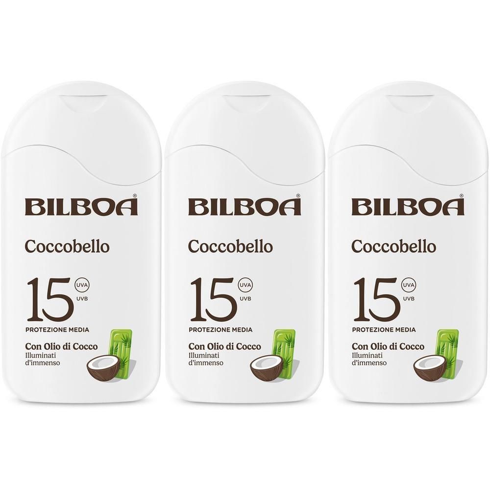 Bilboa Coccobello Latte Solare SPF 15 con olio di cocco 3x200 ml