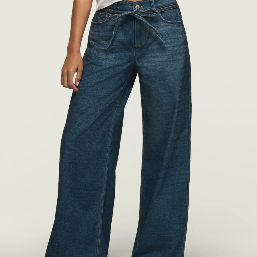 Lucky Brand Denim Luxe Belted Wide Leg - Women's Pants Denim Wide Leg Jeans in Warm Soul Wash, Size 29 x 31