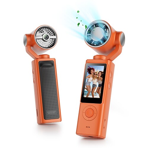 Tragbare 1080p-Videokamera mit Lüfter, handliche Digitalkamera mit 1,3-Zoll-Bildschirm, um 180° drehbarem Objektiv, Vlog-Kamera, wiederaufladbarer Mini-Lüfter mit 3 Geschwindigkeitsstufen, kreatives Technikgeschenk für Reisen und Outdoor-Aktivitäten