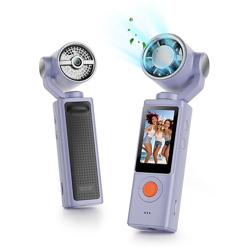 Tragbare 1080p-Videokamera mit Lüfter, handliche Digitalkamera mit 1,3-Zoll-Bildschirm, um 180° drehbarem Objektiv, Vlog-Kamera, wiederaufladbarer Mini-Lüfter mit 3 Geschwindigkeitsstufen, kreatives Technikgeschenk für Reisen und Outdoor-Aktivitäten