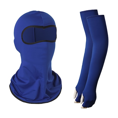 Sturmhaube mit UV-Schutz 50 und offenen Augen Set fingerloser Armstulpen, kühlender Sonnenschutz für Damen und Herren, atmungsaktiv und leicht, ideal zum Angeln, Radfahren, Wandern, Laufen und