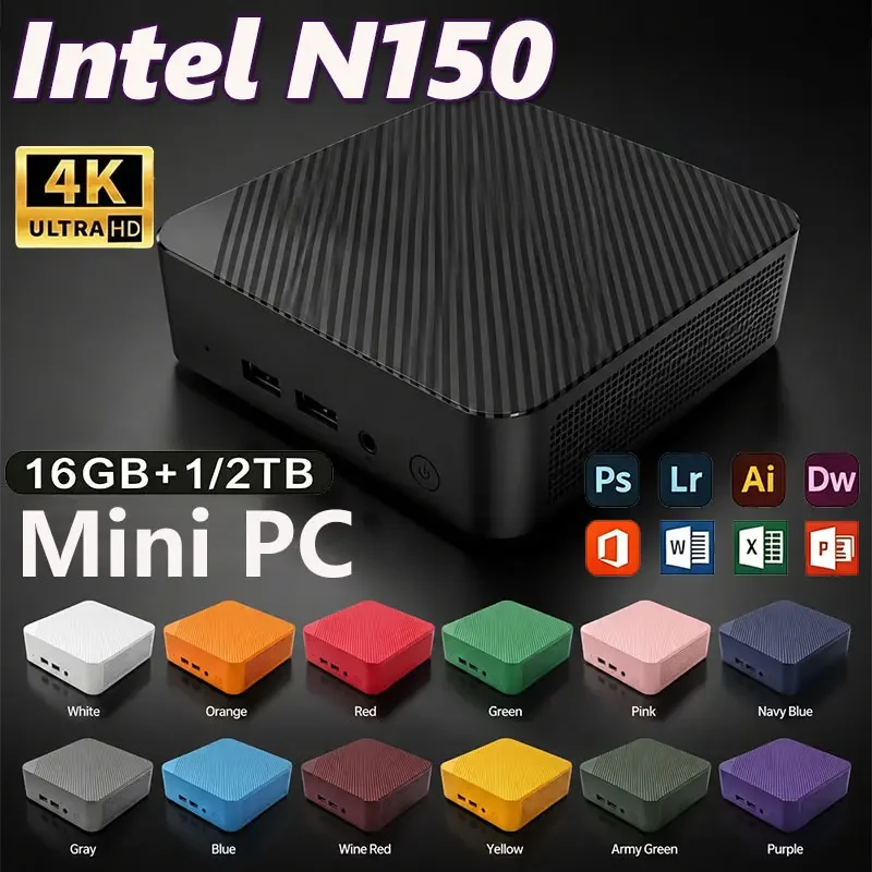 NEW Mini PC Windows 11 Intel N150 8GB 16GB RAM 1TB 2TB M.2 SSD WiFi6 BT5.2 4K HD Portable Gaming Computer Office PC Desktop