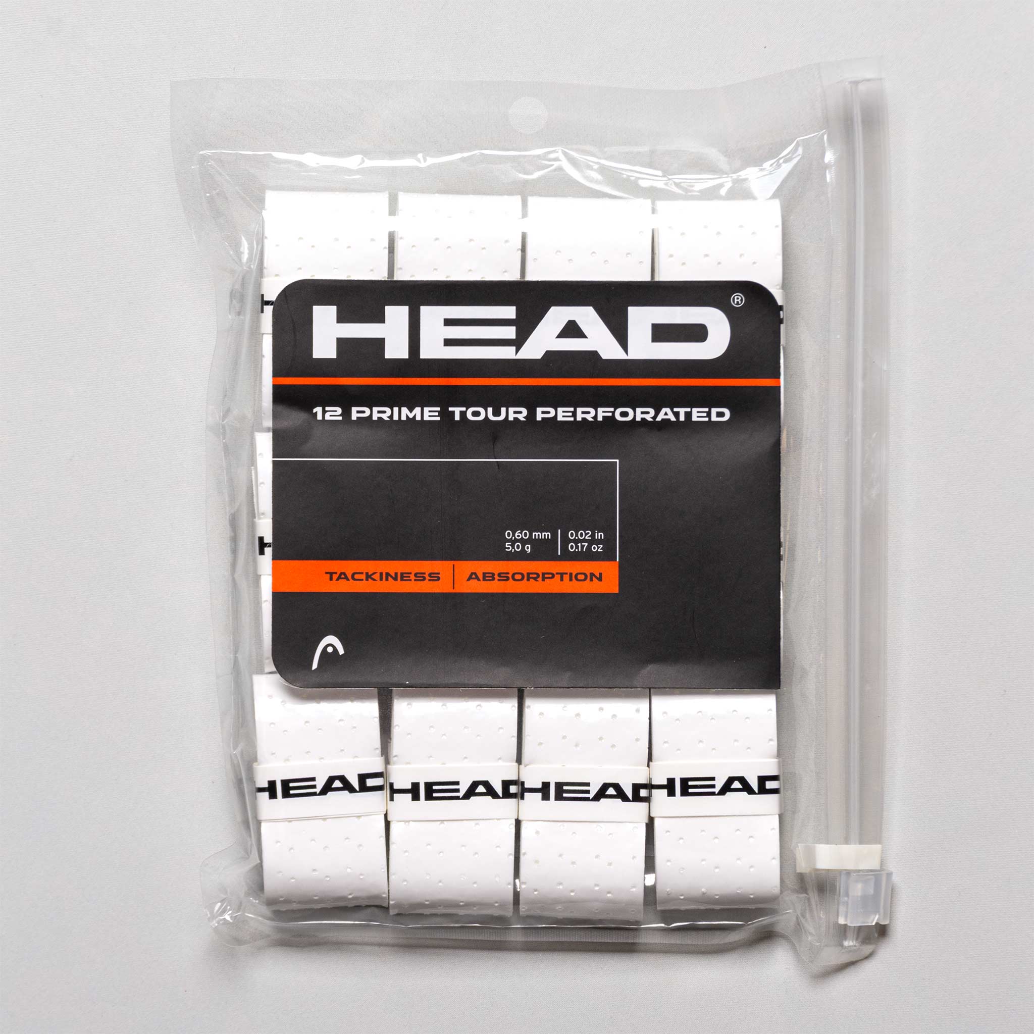 HEAD Prime Tour Perforated Overgrip 12 Pack Tennis Overgrips White