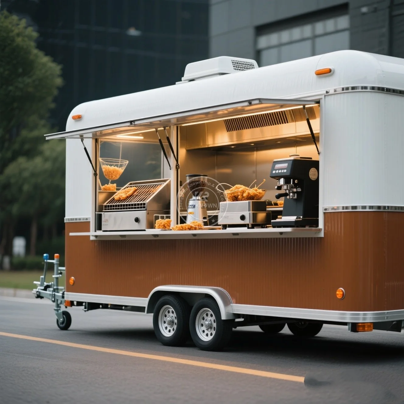 Camion de nourriture standard américain avec remorque de nourriture pour barbecue à concession de cuisine complète avec porche camion de nourriture personnalisé entièrement équipé