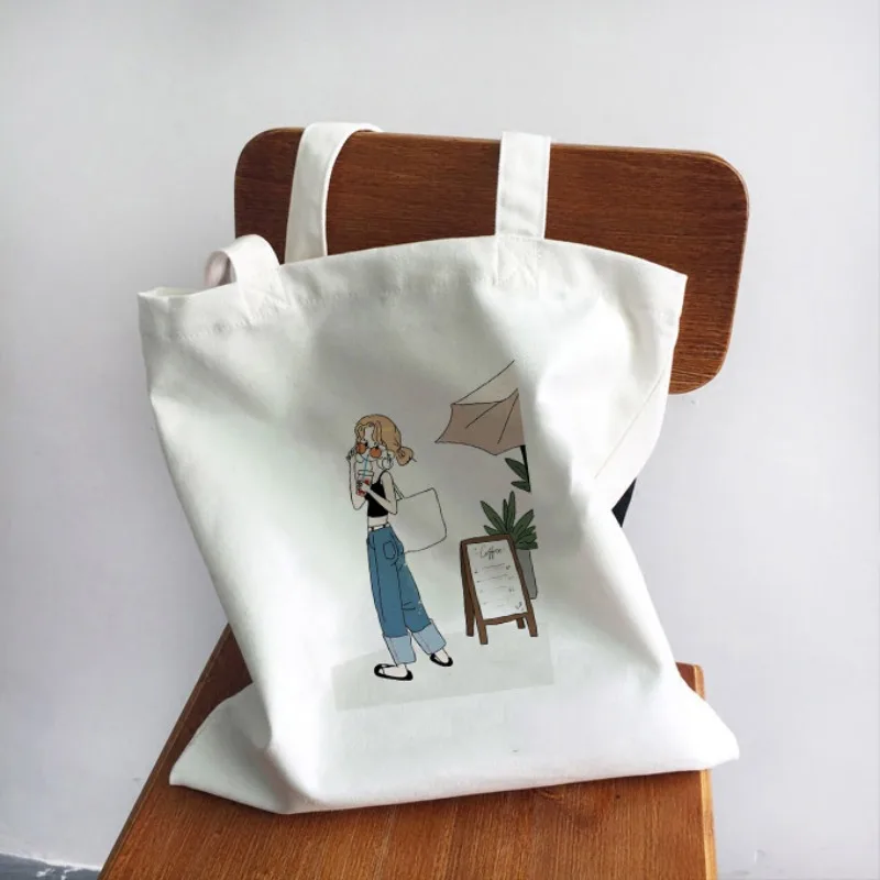 Femmes dessin animé fille toile fourre-tout sac à bandoulière vie quotidienne étude Shopping décontracté mignon mode Illustration étudiant sac à main à la mode