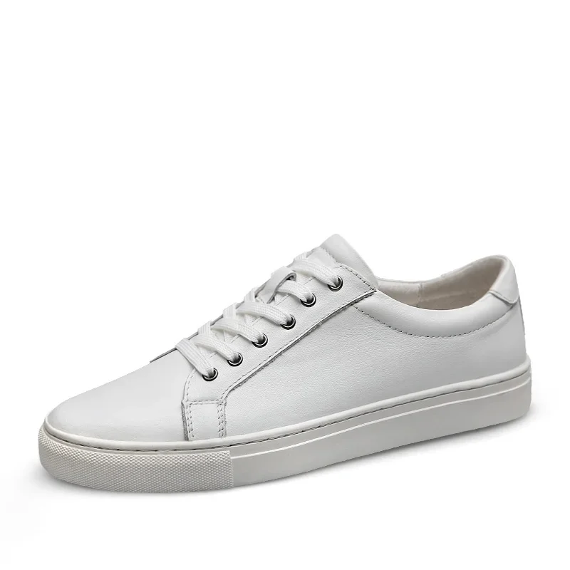 Printemps été tendance chaussures pour hommes blanc décontracté en cuir véritable chaussure sauvage hommes chaussures plates antidérapant conseil chaussure chaussures pour homme