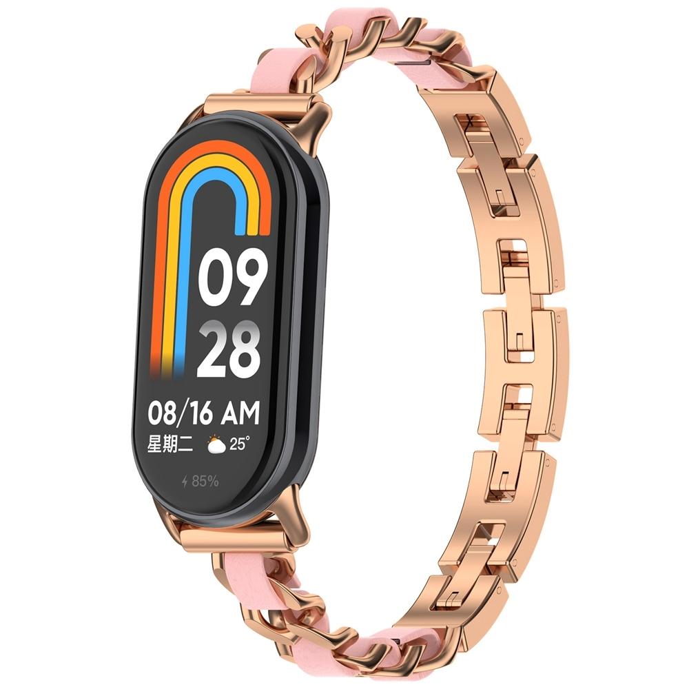 Xiaomi Mi Band 8 Replacement Band Adjustable Metal Watch Band Stylish Mi Band 8 Strap rose Gold
