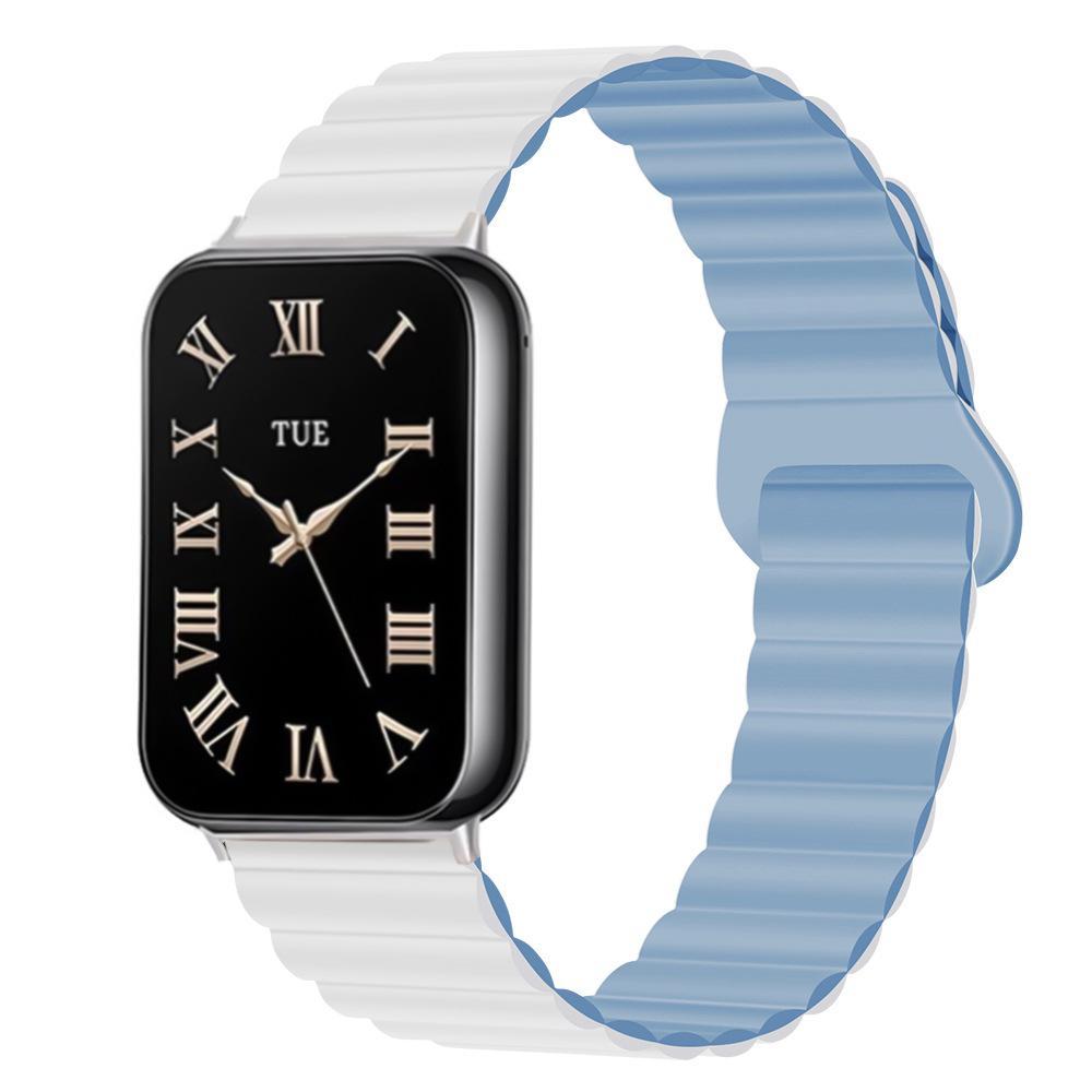 Xiaomi Band 10 Pro Redmi Watch 6 5 Magnetic Silicone Watch Band With Reverse Buckle Two Color Strap white+misty Blue