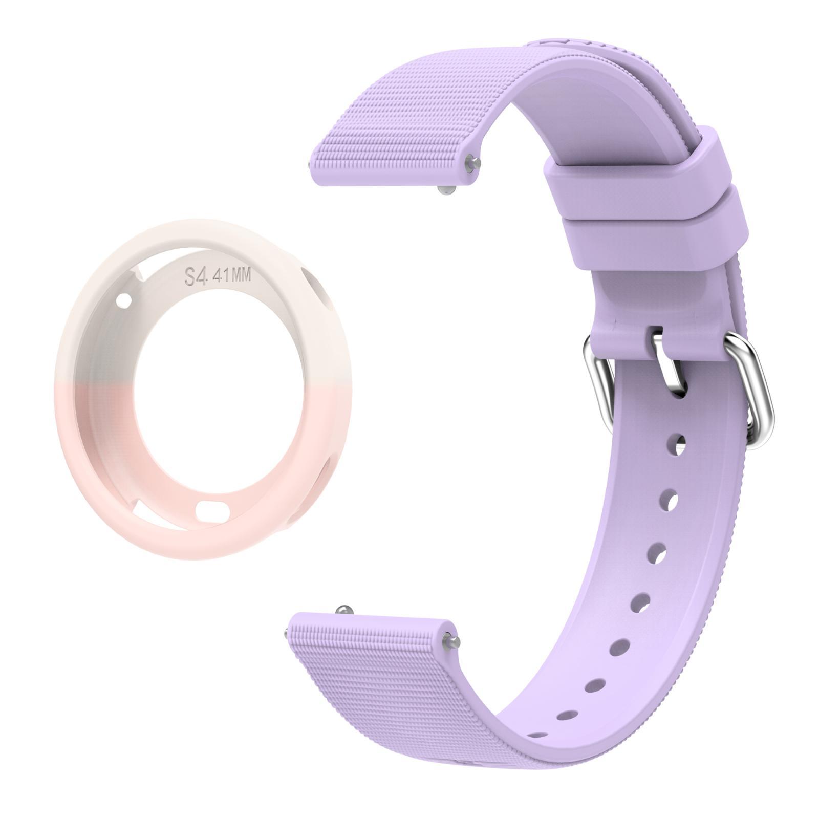 Xiaomi Watch S4 41mm Silicone Watch Band And Protective Cover Set With Quick Release Strap purple+starlight Pink