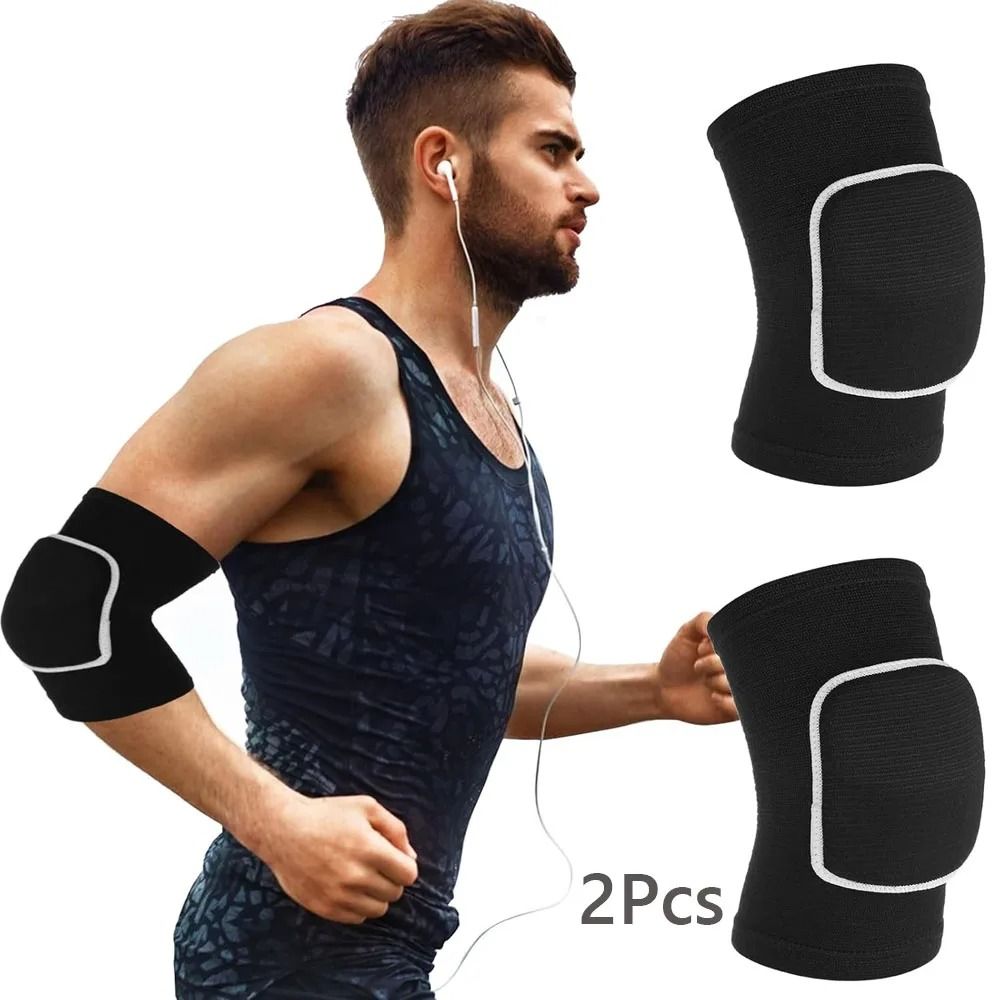 Thickened Sponge Elbow Pads For Basketball Volleyball And Active Sports Protection black (white) s 2 Pcs