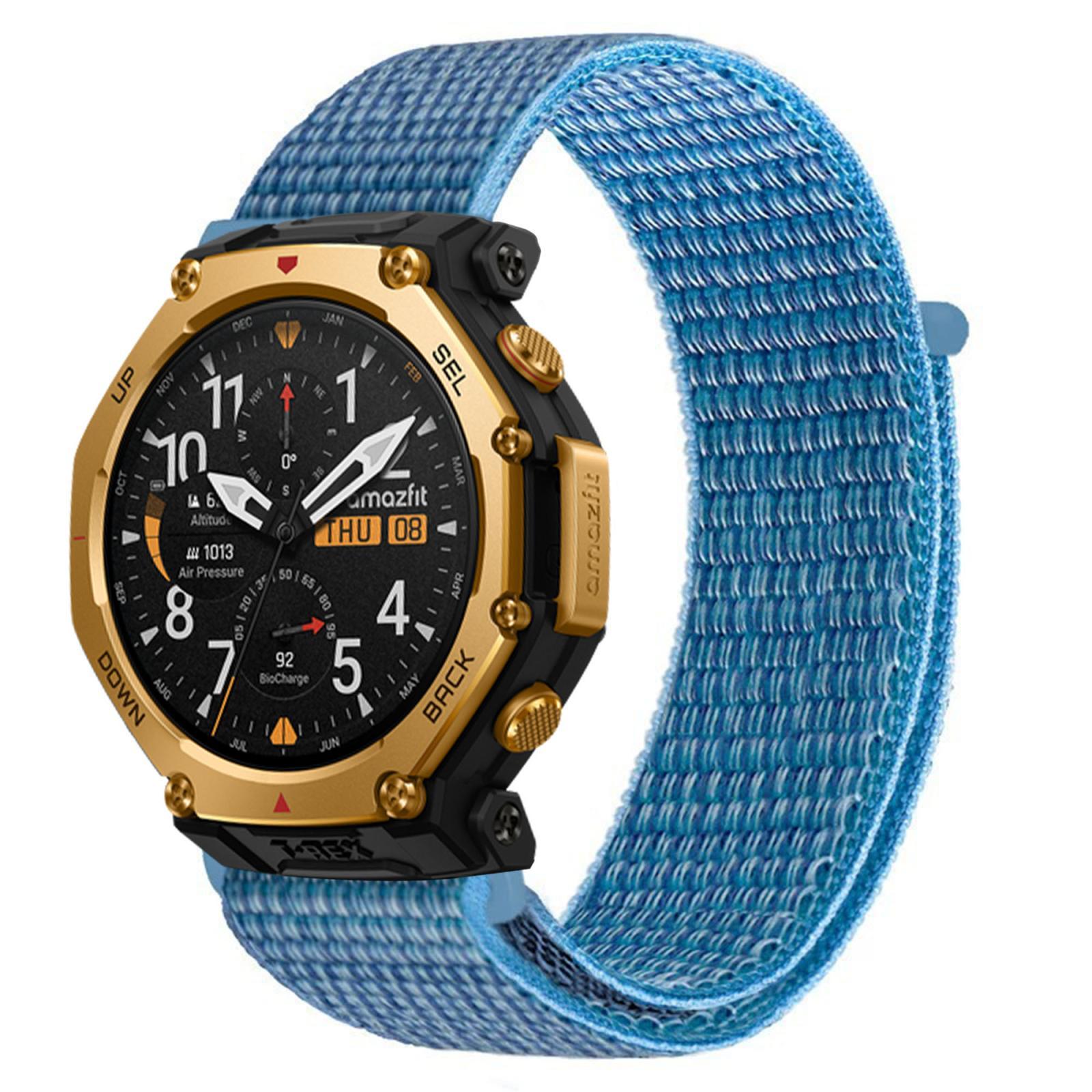 Amazfit T Rex 3 Pro 48mm Nylon Watch Band Adjustable Hook And Loop Watch Strap cape Blue