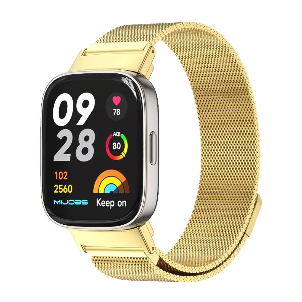 Mijobs Milan Magnetic Stainless Steel Watch Band For Redmi Watch 3 Adjustable Mesh Replacement Strap gold