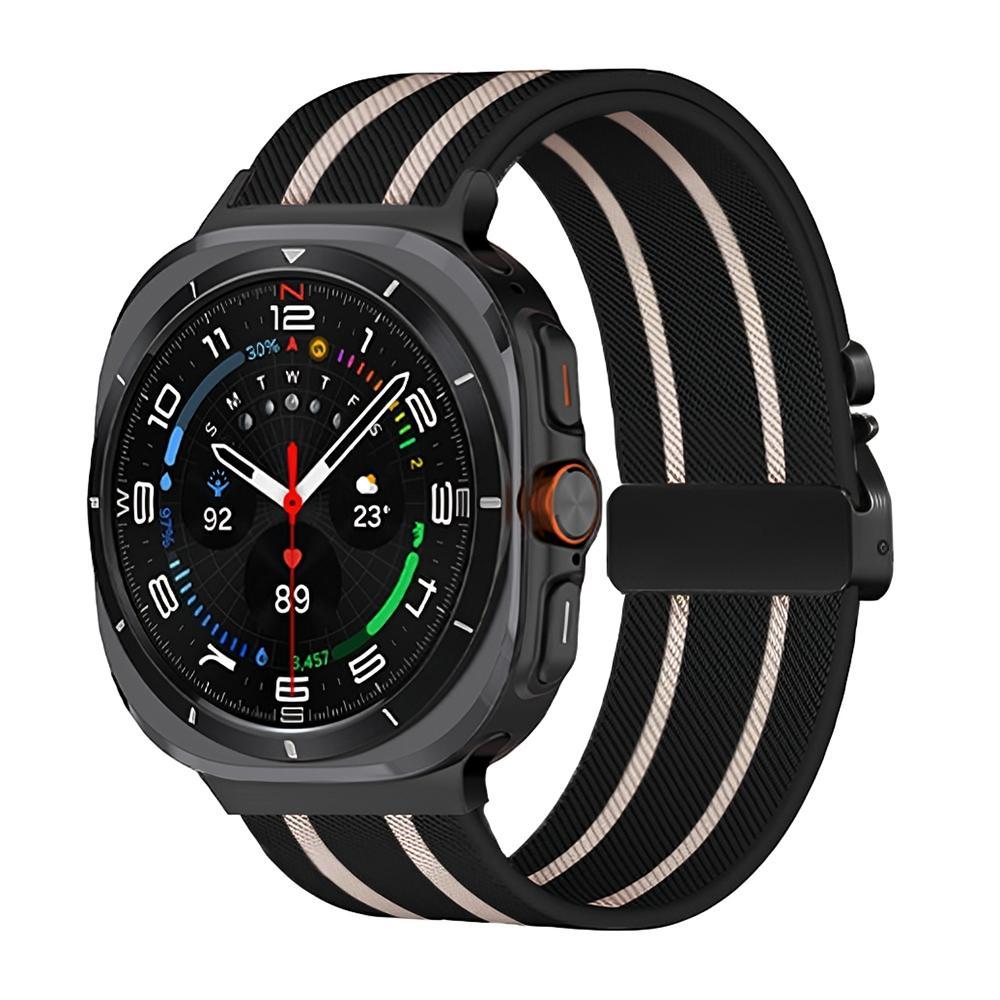 Samsung Galaxy Watch Ultra 47mm Nylon Watch Band Parachute Buckle Elastic Braided Replacement Strap black Starlight