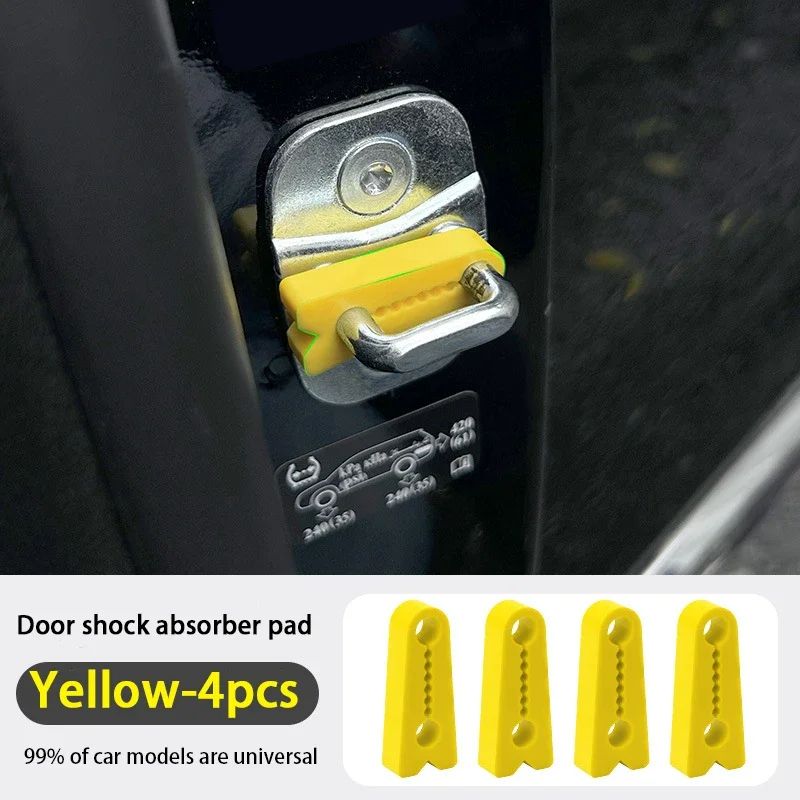 SilentGuard Universal Car Door Lock Protector Silicone Shock Absorber Pads yellow 4pcs