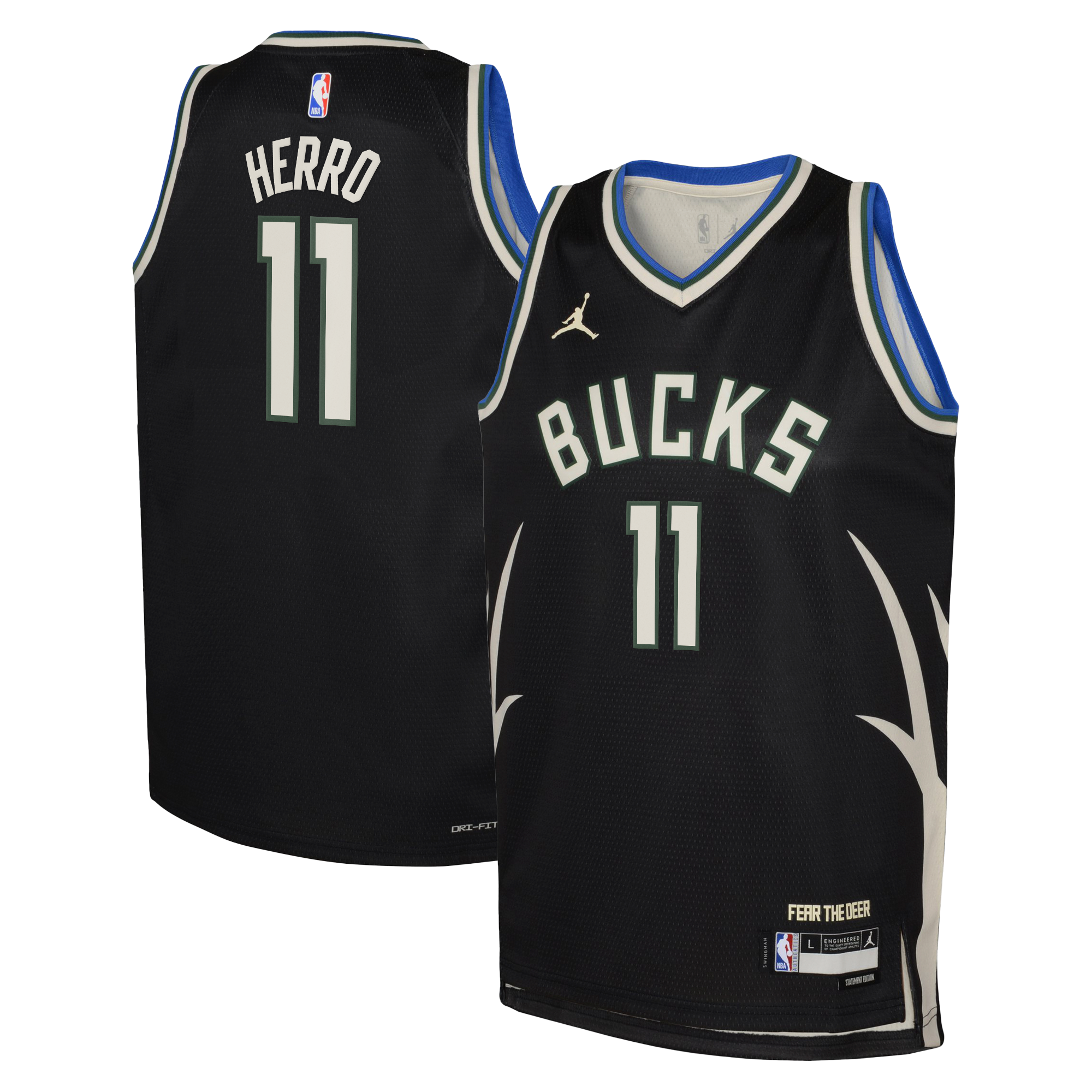 Maillot Swingman Jordan Brand Statement Edition des Milwaukee Bucks - Vert chasseur - Tyler Herro - Jeune - unisexe Taille: XL (18/20)