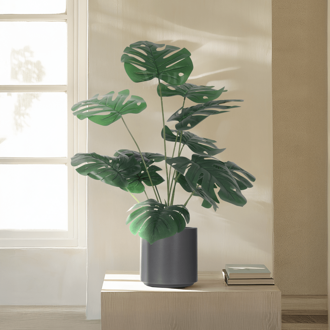 Monstera Large Artificial Plant - Realistic Silk Leaves, Maintenance-Free Greenery | 23 Â½