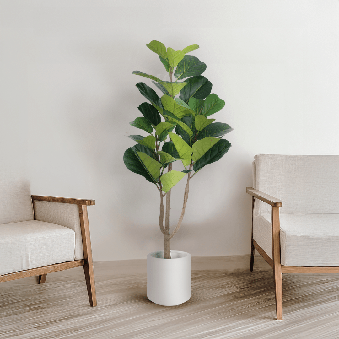 Fiddle Leaf Fig Large Artificial Plant - Realistic Silk Leaves, Maintenance-Free Greenery | 59