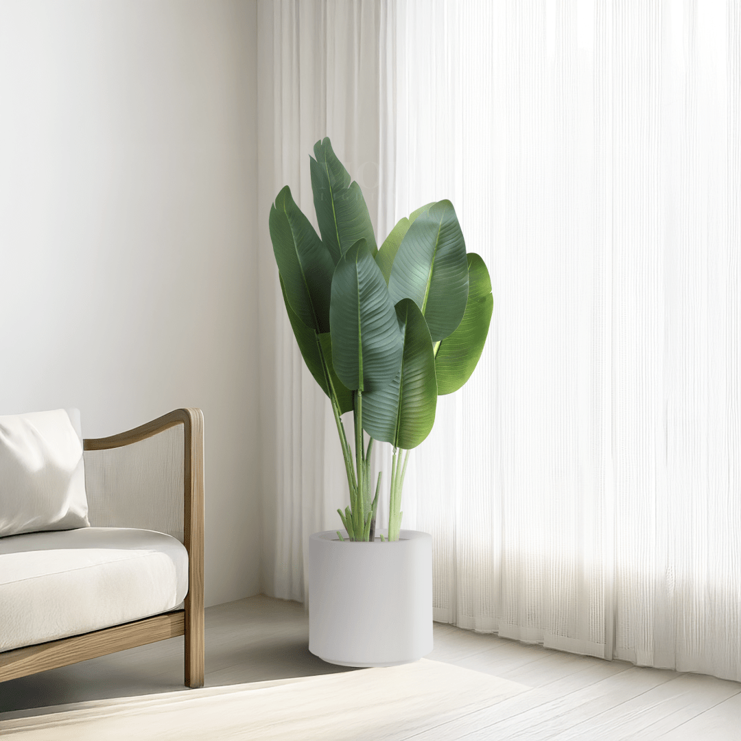 Bird Of Paradise Large Artificial Plant - Realistic Silk Leaves, Maintenance-Free Greenery | 47 Â¼