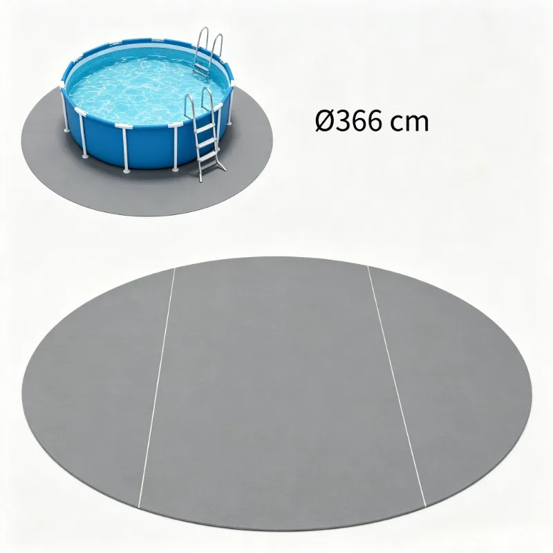 Toile de protection pour fond de piscine, couverture de piscine, tapis de piscine, gris clair, Ø366 cm, géotextile polyester, robuste, durable, protection du fond de piscine, pour piscines hors sol,