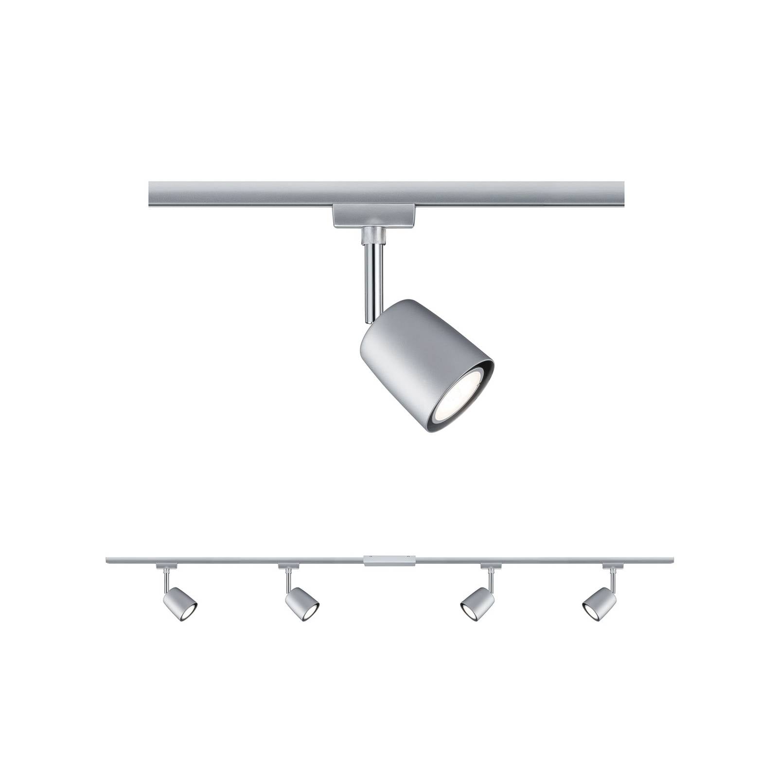 Paulmann Set di coperture per URail Paulmann, 4 faretti, 2xcristalli cromati Cover, dimmerabile, Alluminio / Grigio / Zincato, Studio / Ufficio, Metallo, Moderno