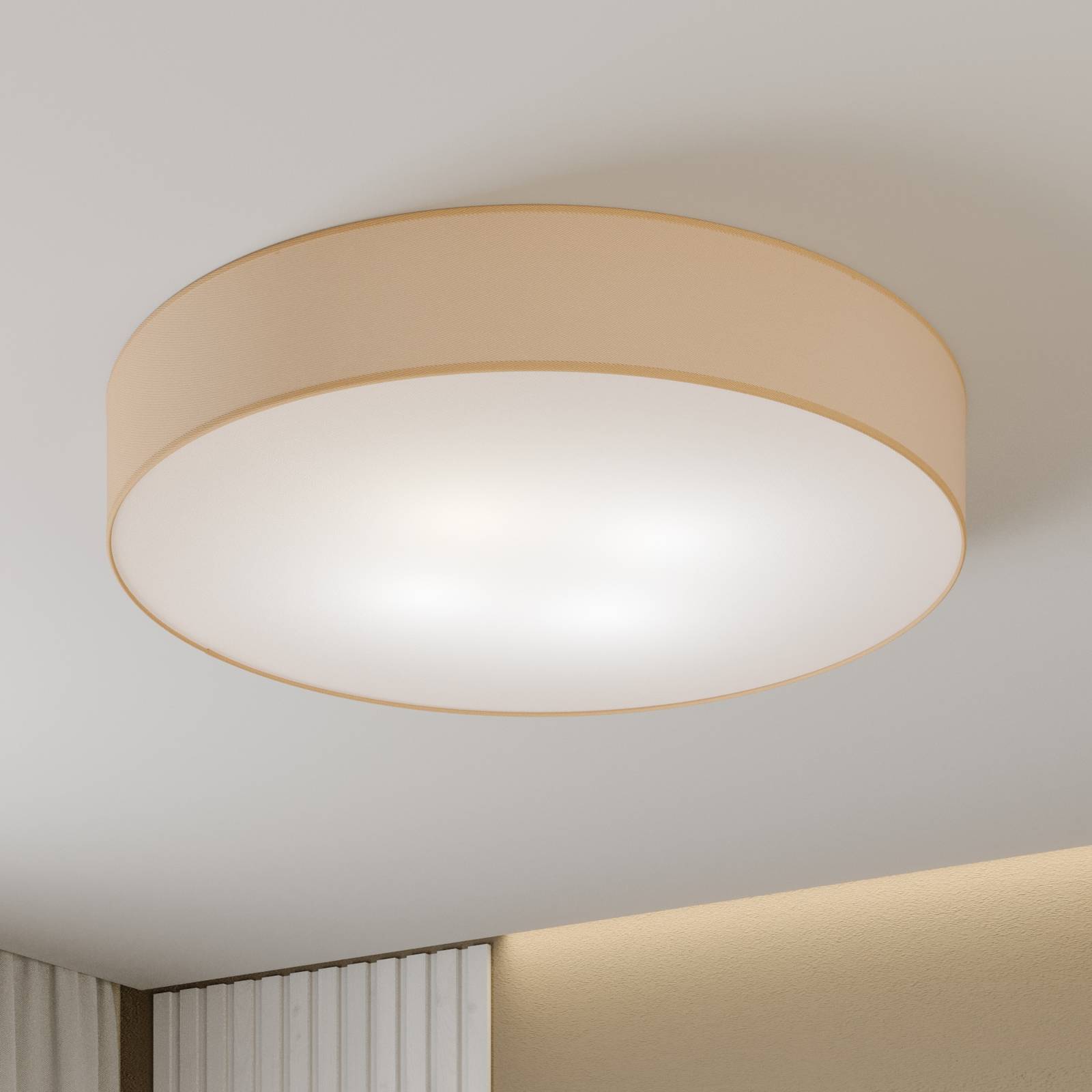 Plafoniera soffitto Rondo TK Lighting, dimmerabile, Crema / Ambra, Camera da letto, Tessuto / Stoffa / Seta, Moderno, Plafoniera