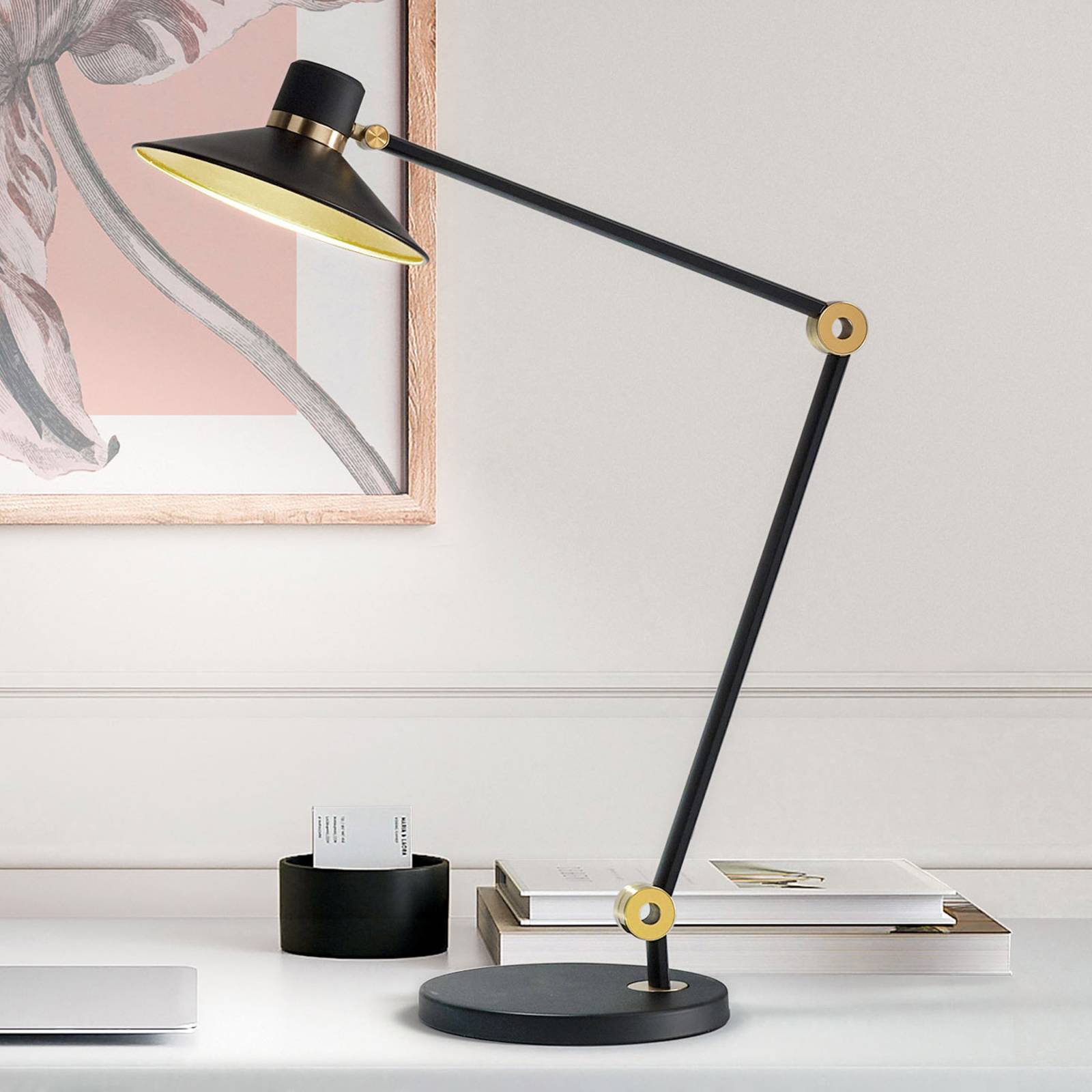 Fabas Luce Lampada da scrivania Panarea, dimmerabile, Nero, Studio / Ufficio, Metallo, Moderno, Lampada da tavolo LED