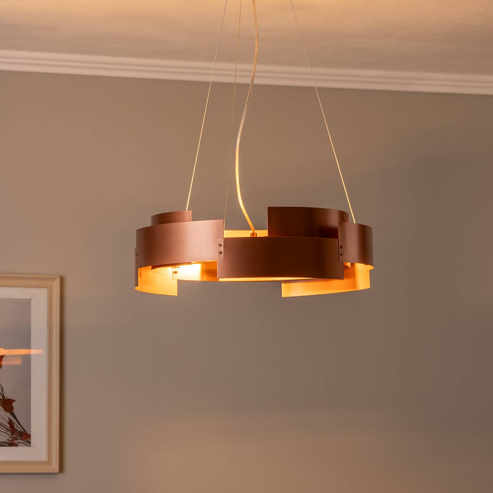 Lampada a sospensione Tori Domiluce, dimmerabile, Rame, Soggiorno / Sala da pranzo, Metallo, Moderno, Lampada a sospensione