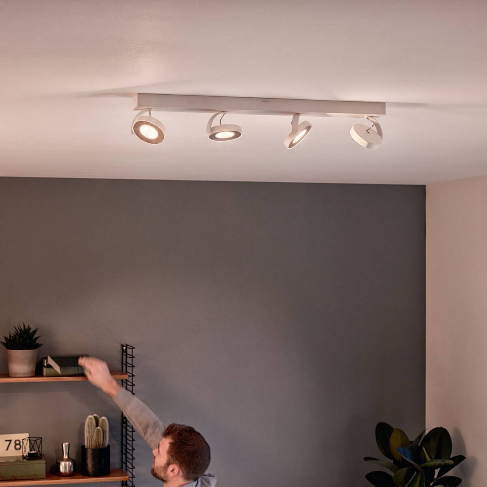Philips Luce calda - spot LED da soffitto Clockwork Clockwork, dimmerabile, Bianco / Opale, Soggiorno / Sala da pranzo, Metallo, Moderno