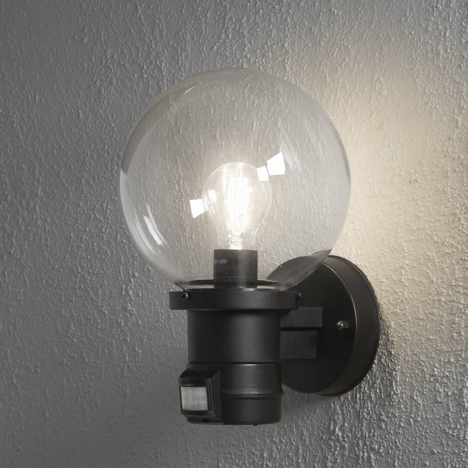 Konstsmide Applique da esterno Nemi con rilevatore di movimento, nero NEMI, dimmerabile, Nero, Plastica, Moderno