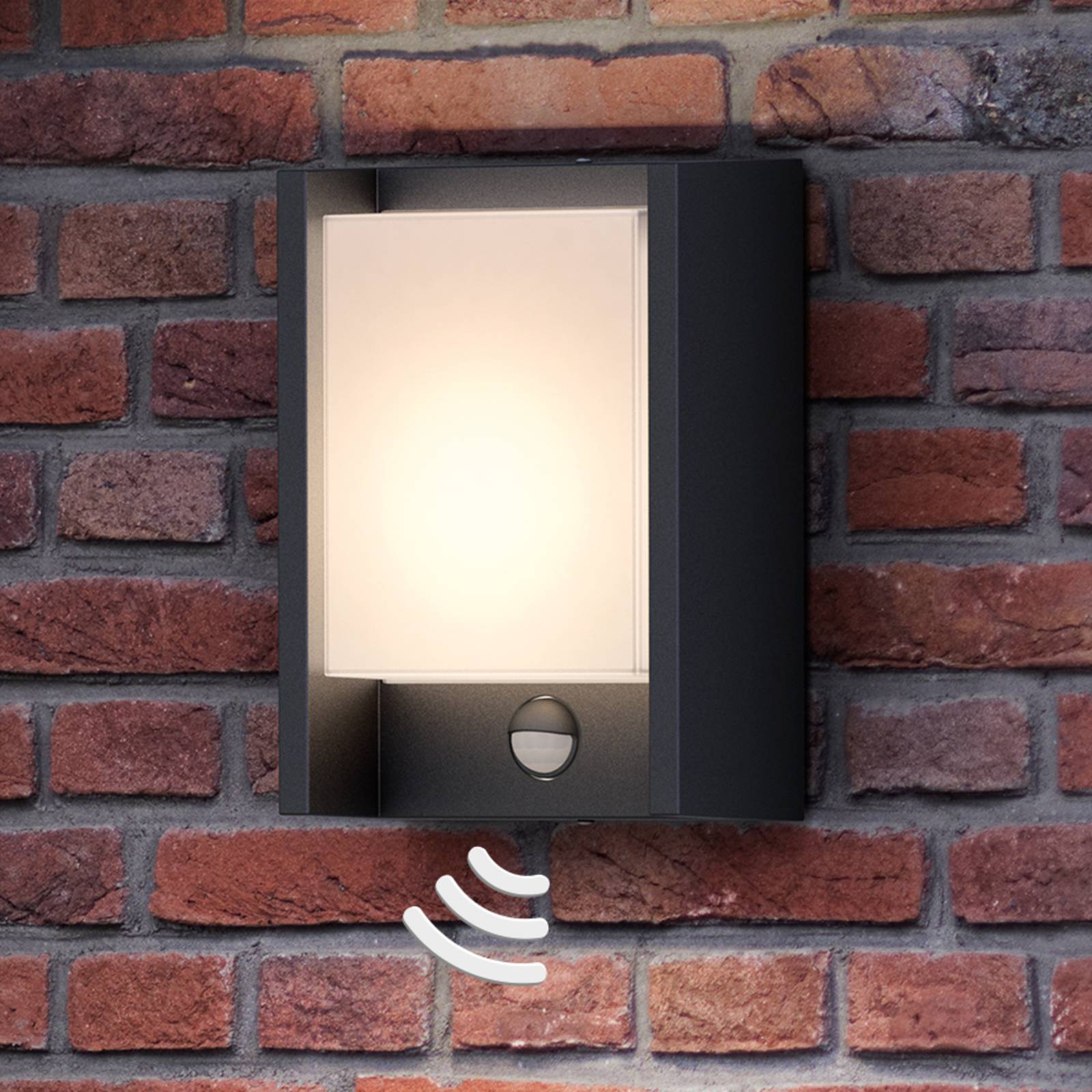 Philips Applique da esterni LED Arbour Sensor a 1 luce. 2.700 K, Alluminio / Grigio / Zincato, Alluminio, Moderno