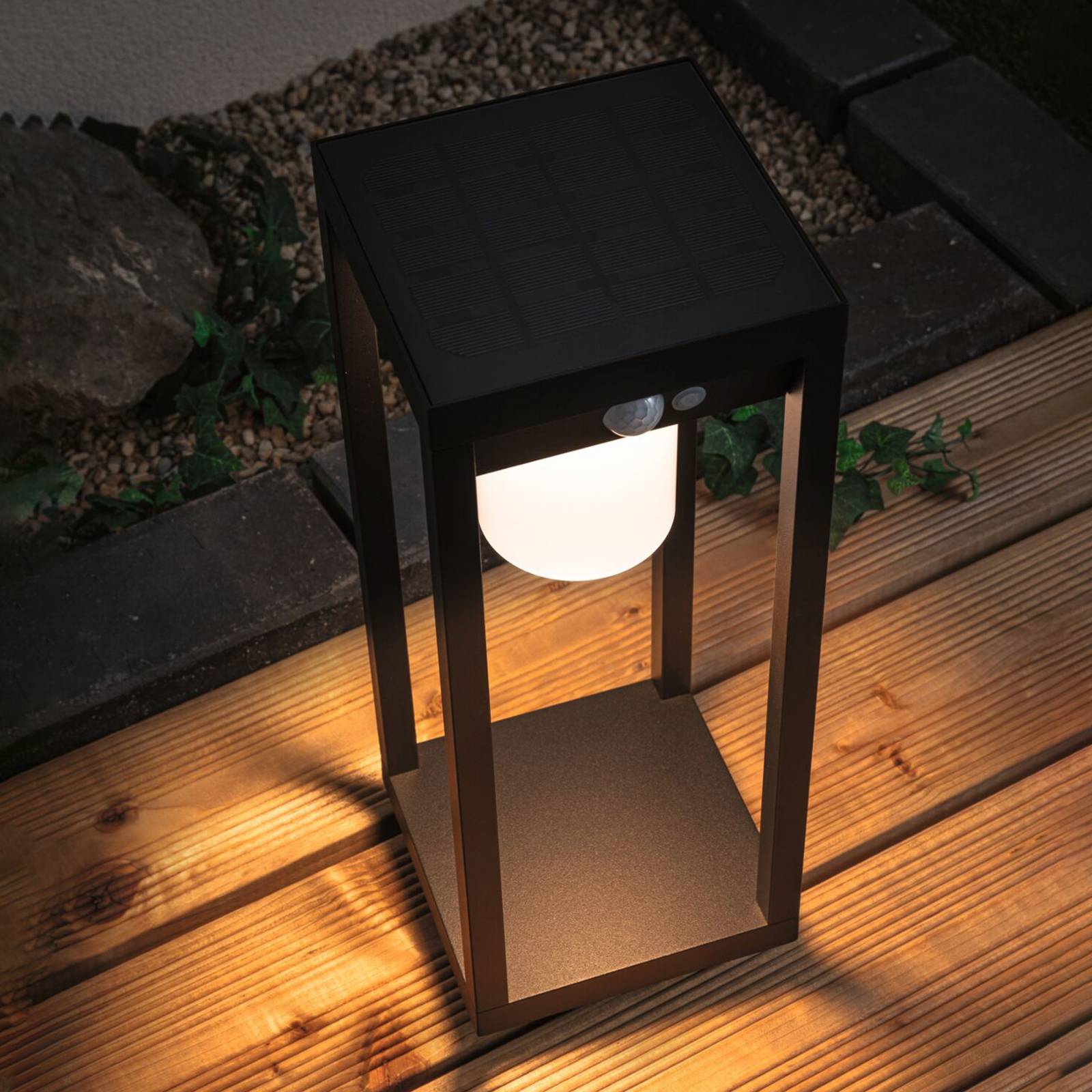 Paulmann Marisol lampioncino LED solare sensore, Nero, Plastica, Lampade solari