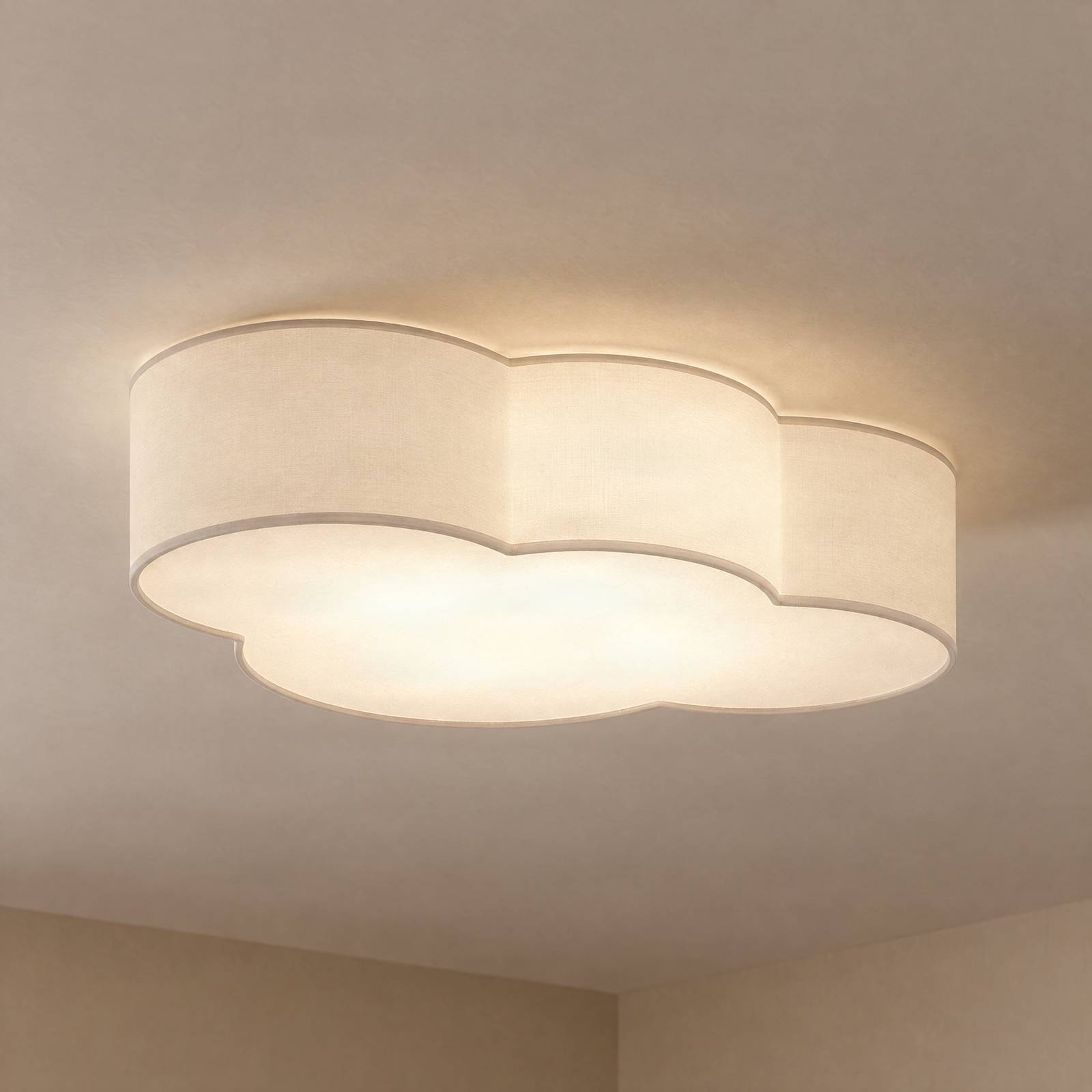 Plafoniera soffitto Cloud TK Lighting, dimmerabile, Bianco / Opale, Soggiorno / Sala da pranzo, Tessuto / Stoffa / Seta, Giovanile, Plafoniera