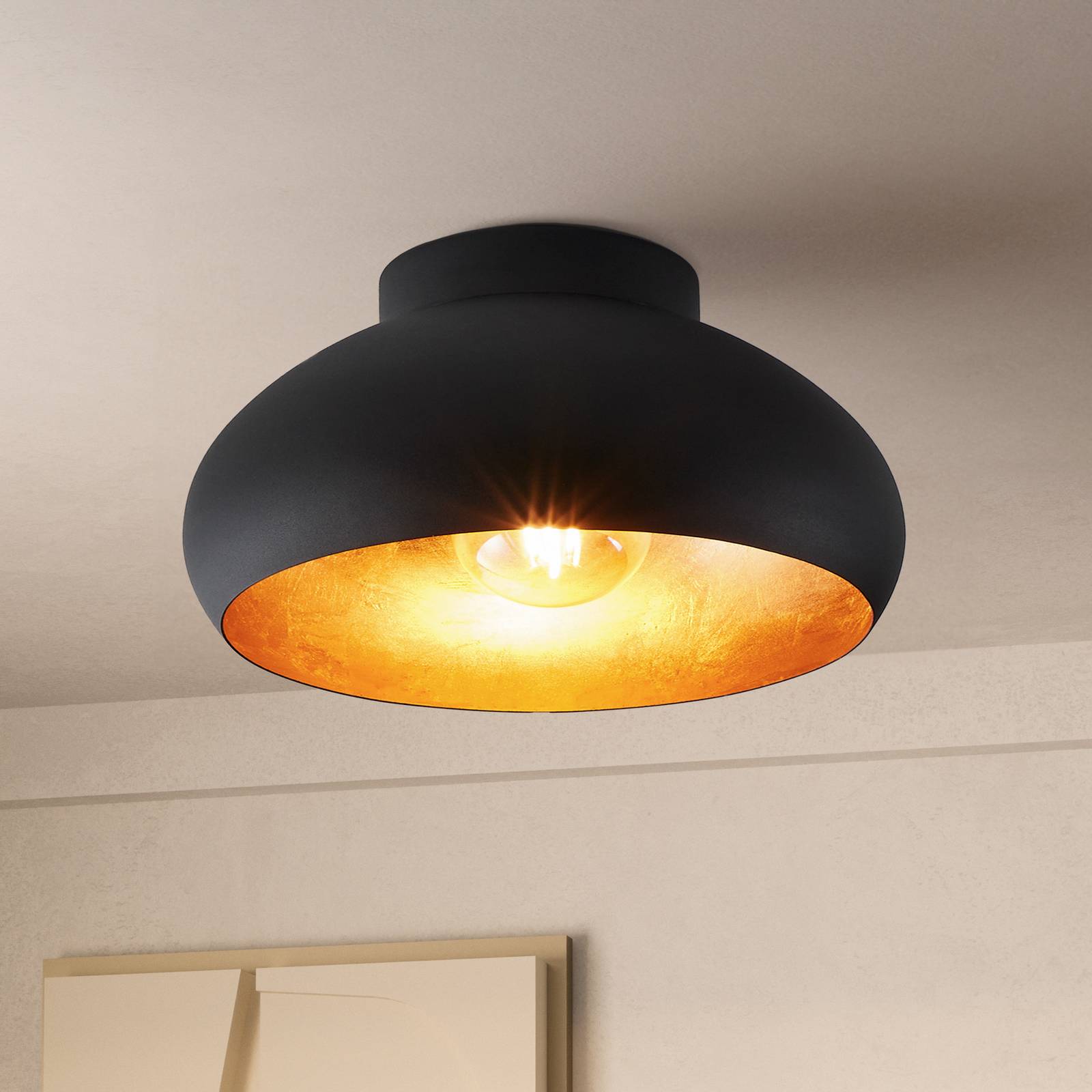 EGLO Plafoniera soffitto Mogano 2, dimmerabile, Nero, Soggiorno / Sala da pranzo, Metallo, Plafoniera