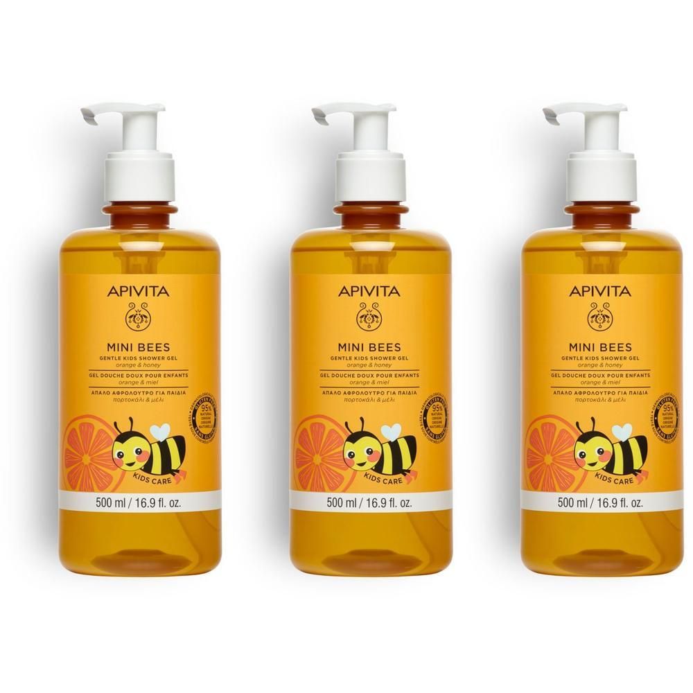 Apivita Mini Bees Gel Doccia Delicato per Bambini con Arancia e Miele