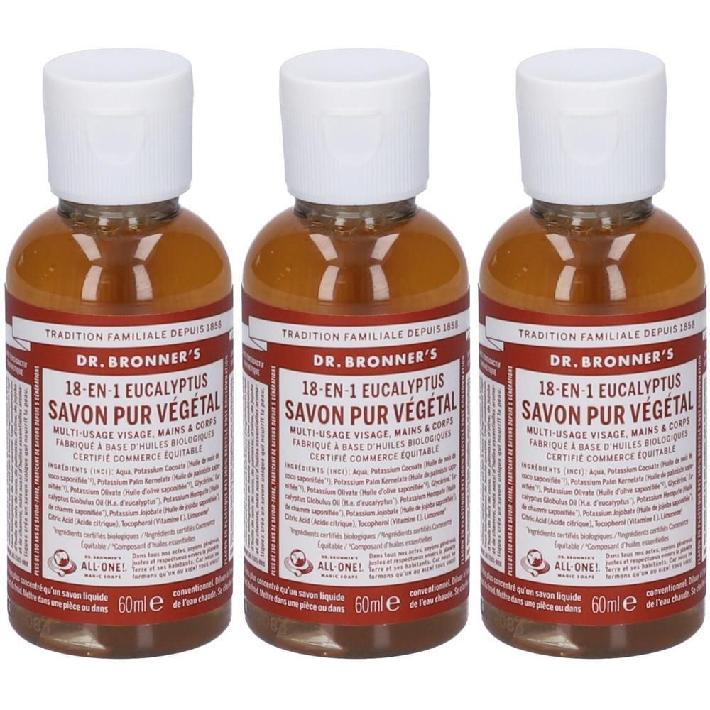 Dr. Bronner’s Sapone Liquido 18-In-1 all'Eucalypto 60 ml 3x60