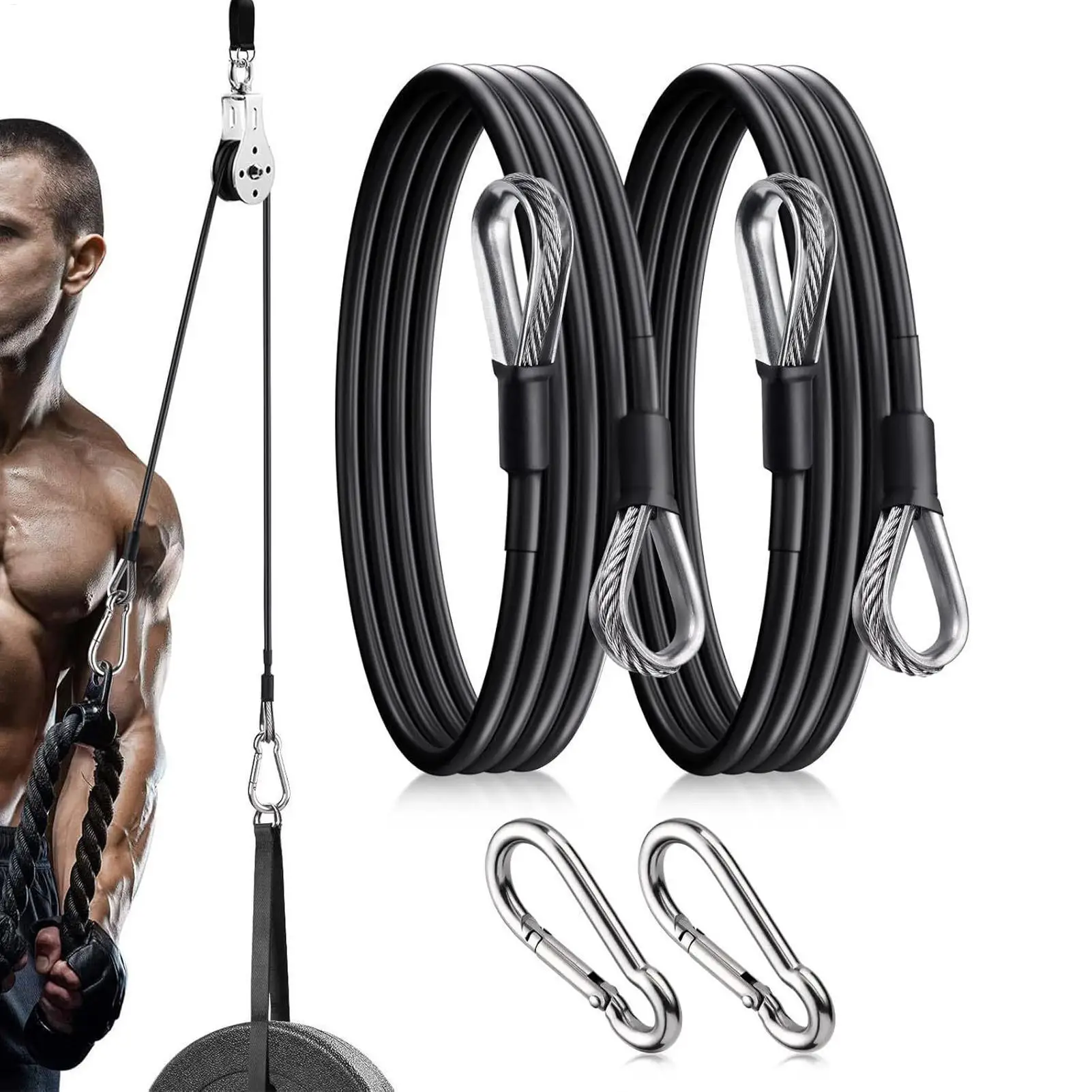 2 Stück 1m Hochbelastbares Fitness-Kabel Fitness-Seil Verlängerung Fitness-Verlängerungsseil Edelstahl-Drahtseil Verlängerungskabel