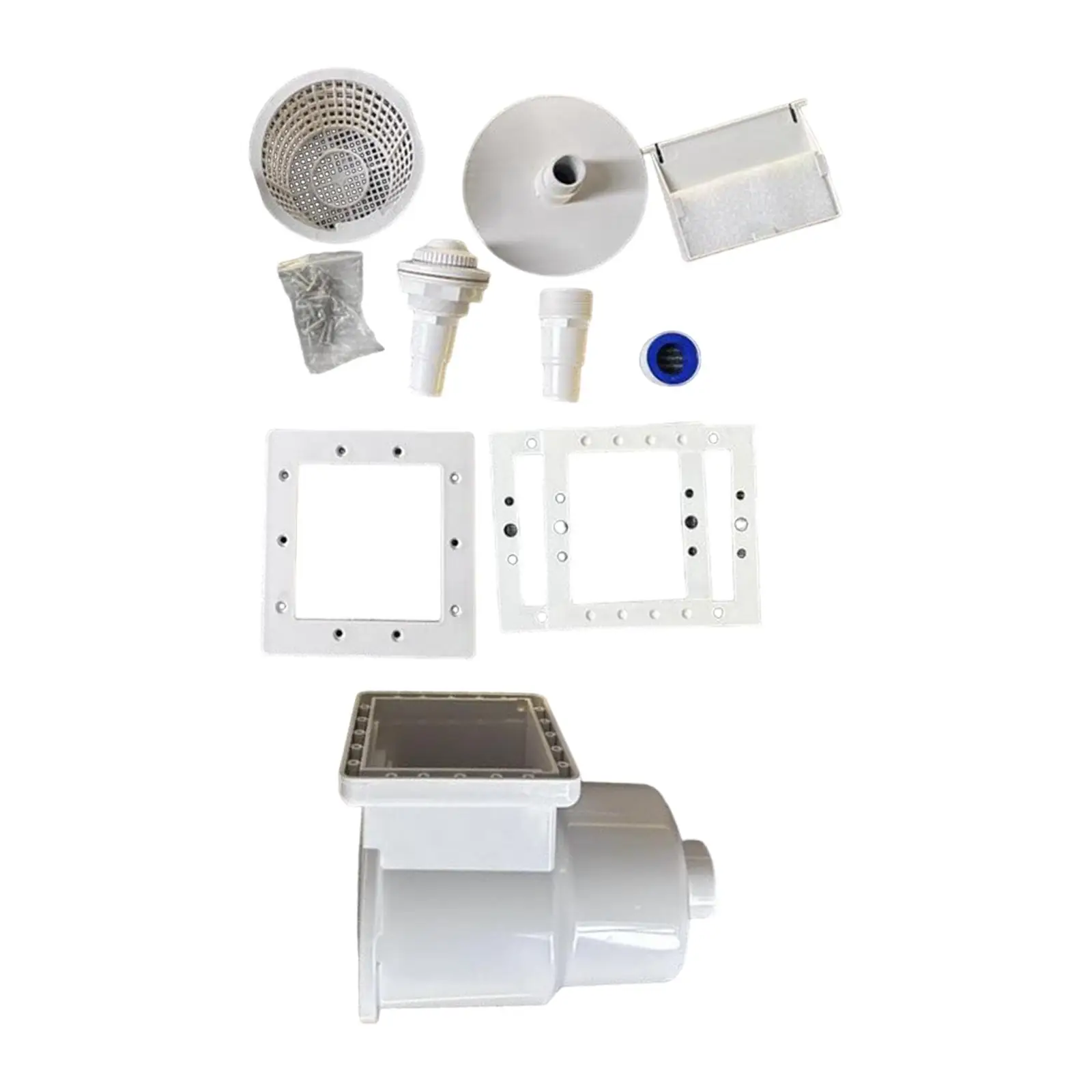 Skimmer de piscine robuste, ensemble de nettoyage de piscine avec panier à débris, outils de piscine blancs pour piscine hors sol, extérieur