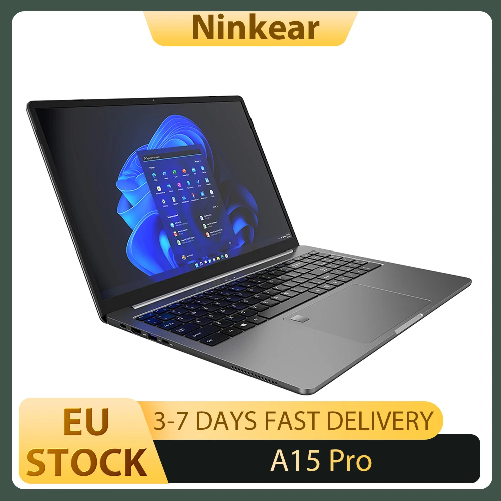Ordinateur portable Ninkear A15 Pro, écran 16 pouces 2560*1600 120Hz, AMD Ryzen 5 5500U, 16 Go de RAM DDR4, 1 To de SSD, carte graphique AMD Radeon, WiFi 6 Bluetooth 5.2, déverrouillage par empreinte digitale, 2 ports Type-C (pleinement...