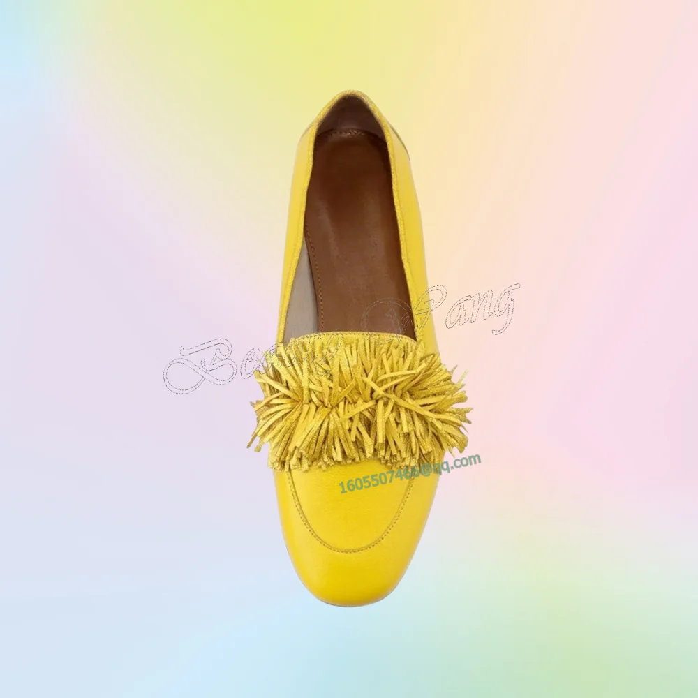 Gelbe Wildleder-Fransen-Dekor-Männerschuhe, Pumps, solide neue Herren-Kleiderschuhe, Herren-Slip-on-Partyschuhe, große Größe 47, Sprig, Herbst